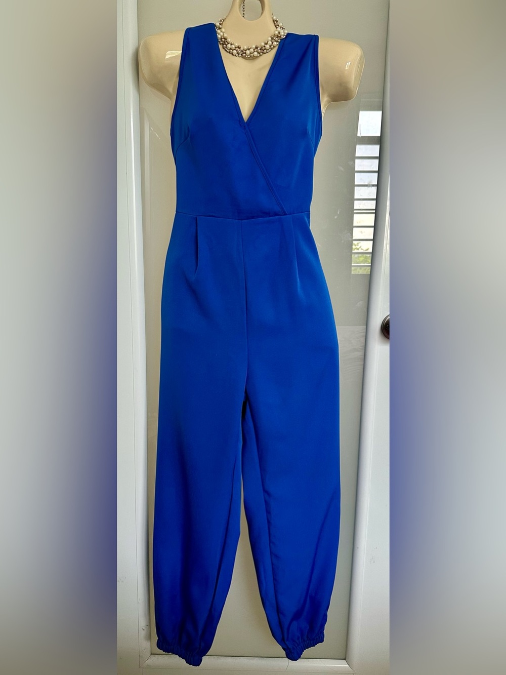 SHEIN Cobalt Blue Sleeveless V-Neck Jumpsuit